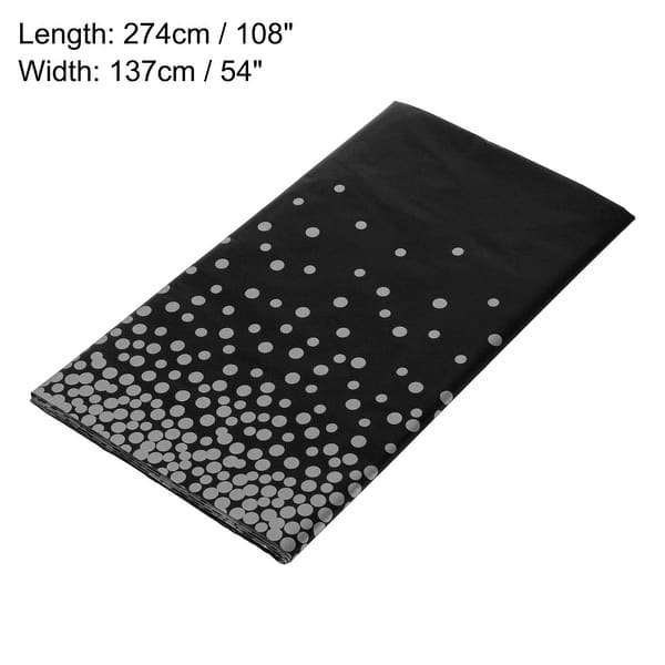 3Pcs Black Disposable Plastic Tablecloth 54"x108" Silver Dots Table